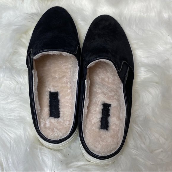 VINCE Black Lamb Fur Lined shoes 7M - Picture 3 of 9